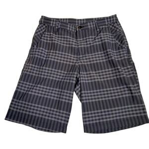 Lululemon Kahuna Shorts Golf Gray Plaid Checked Stretch 10 Inseam Men's 34
